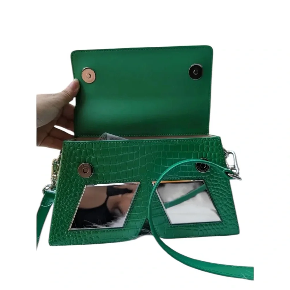KARL LAGERFELD Green Croc-Embossed Top Handle / Crossbody NWOT - Picture 3 of 8